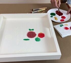diy christmas tray, Painting designs on the tray