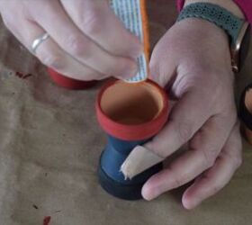 Gluing the pots together with contact cement