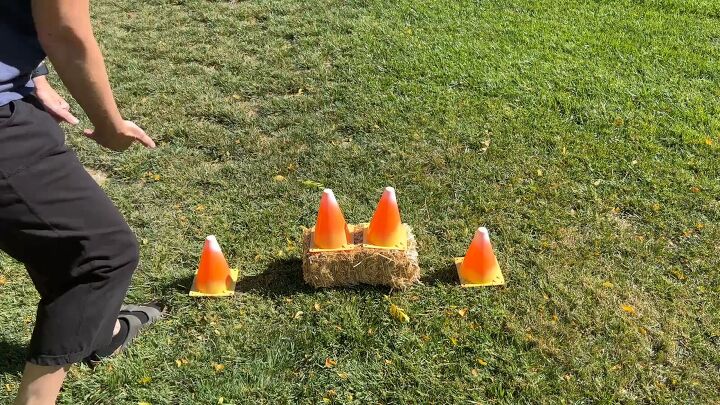 Setting Up Candy Corn Ring Toss Area