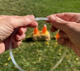 Crafting glow stick rings for candy corn ring toss