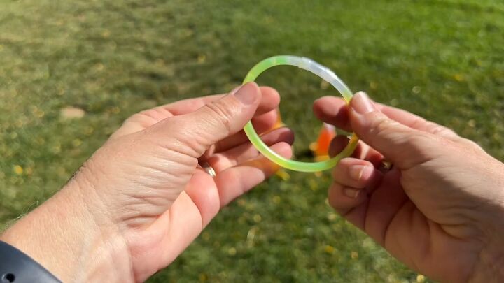 Small ring made from glowing bracelet