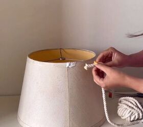 Gluing rope to the top of the lampshade