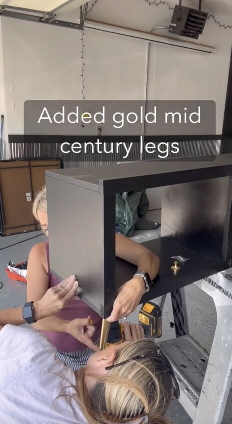 diy cabinet, Attaching the gold legs