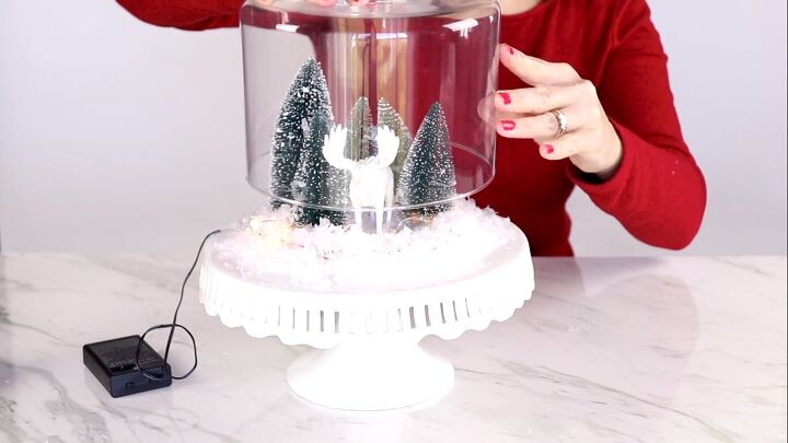 Setting the trifle dish on the cake stand