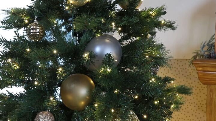 Metallic balloons arranged on a Christmas tree