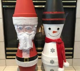 Flower pot snowman and Santa