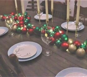 DIY ornament garland for a Christmas tablescape