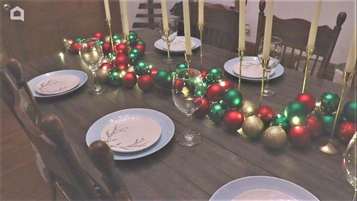 DIY ornament garland for a Christmas tablescape