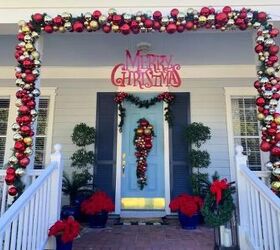 Christmas decorations on a front porch