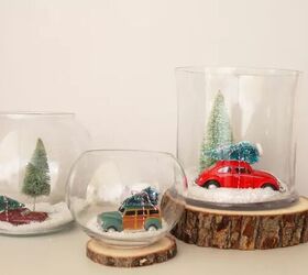 Snow globes in glass bowls