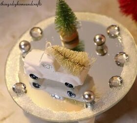 dollar tree hack espejo redondo con mini decorado de invierno, mini espejo con nieve artificial gemas artesanales mini cami n y mini rbol