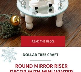 dollar tree hack espejo redondo con mini decorado de invierno, Pinterest pin que muestra la decoraci n espejo elevador redondo con mini paisaje de invierno