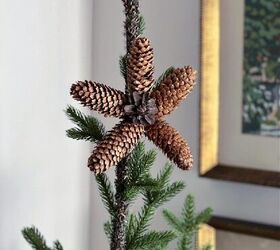 como hacer un arbol de parra de imitacion para navidad, adornos de pi as en forma de estrella DIY