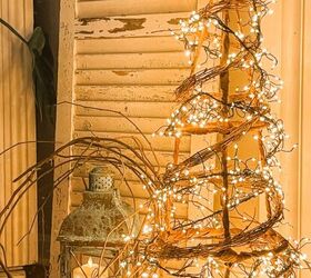 como hacer un arbol de parra de imitacion para navidad, rbol de Navidad DIY de vid con luces