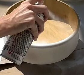Spray painting the inside of the bowl