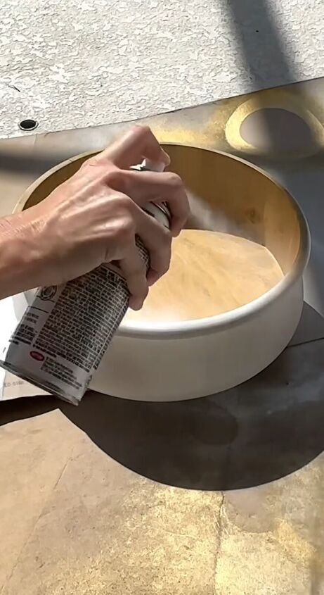 Spray painting the inside of the bowl