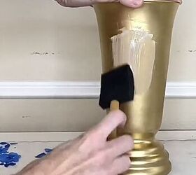 decoupage a vase, Applying Mod Podge with a foam brush