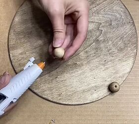 diy wood tray, Hot gluing the beads