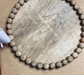 diy wood tray, Applying the hot glue to the beads