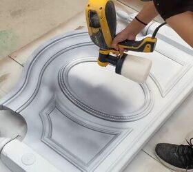 how to refinish a bed frame, Spray painting the bed frame white