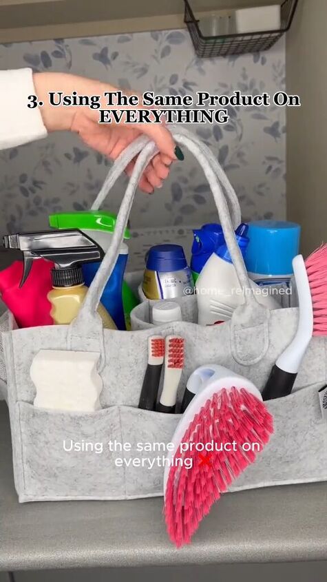 cleaning mistakes, Caddy of cleaning products