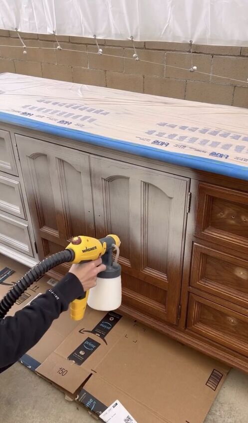 diy dresser makeover, Applying primer before the paint