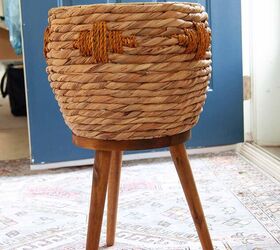 diy lmpara de mesa de ratn hecha con una cesta, soporte tejido con patas para la l mpara de mesa tejida