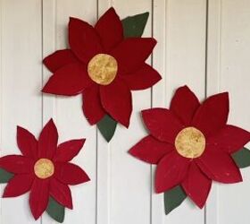DIY poinsettias hanging on the wall