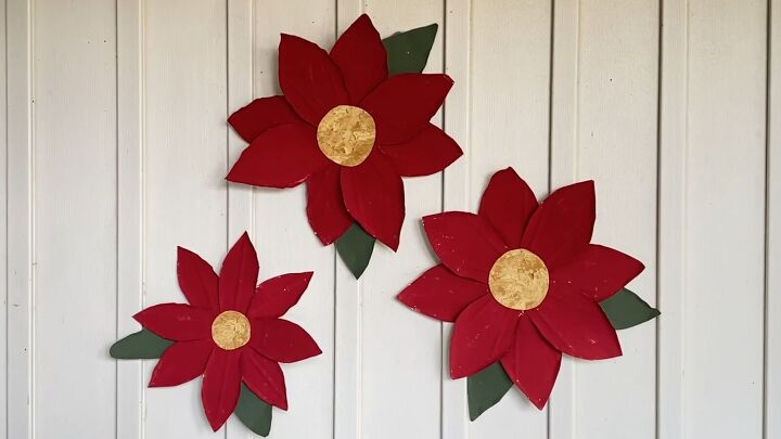 DIY poinsettias hanging on the wall