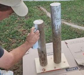 diy christmas lamp post, Spray painting the assembled structure