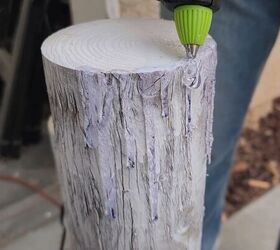 diy christmas lamp post, Applying hot glue to create realistic melted wax drips