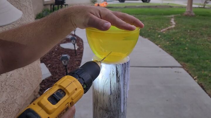 diy christmas lamp post, Drill a hole in the back of the Easter eggs for lights