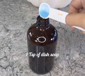 Adding dish soap to the cleaner