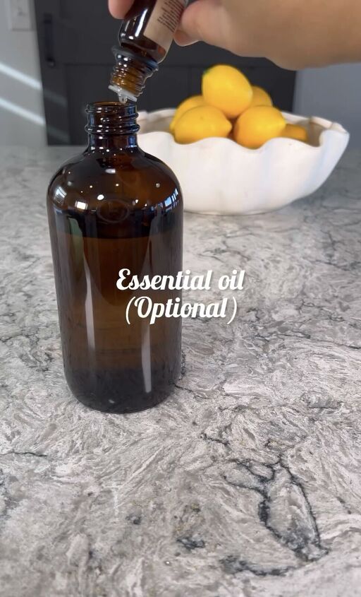 Adding essential oil to the DIY all-purpose cleaner
