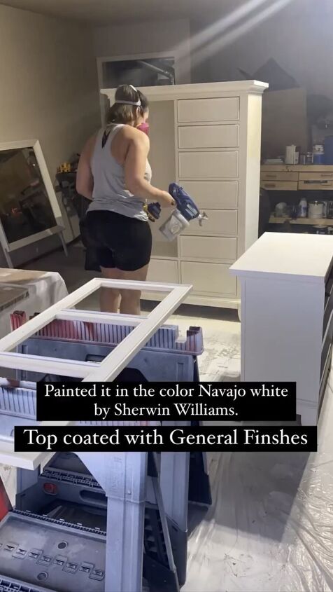 Painting the door in Navajo White by Sherwin Williams