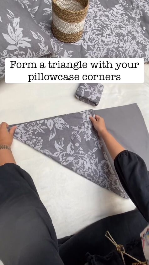 fold pillowcase, Folding the bottom into a triangle