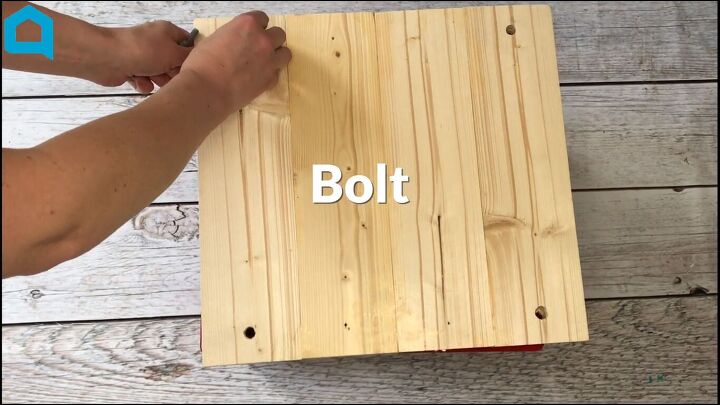 turn a plastic crate into the best accessory for your backyard, Screwing the bolts into the crate