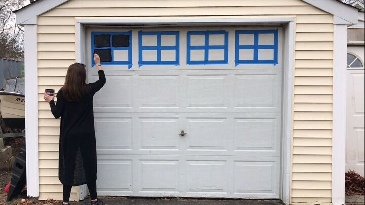 make your garage door look like it costs thousands with paint, Painting the inside of the grid black