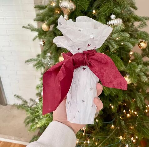 Gift wrapped inside a toilet roll tube