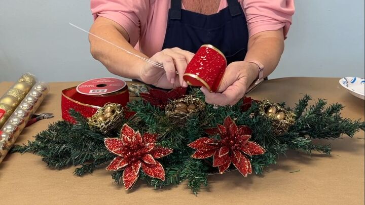 Attaching the ribbon to the floral wire