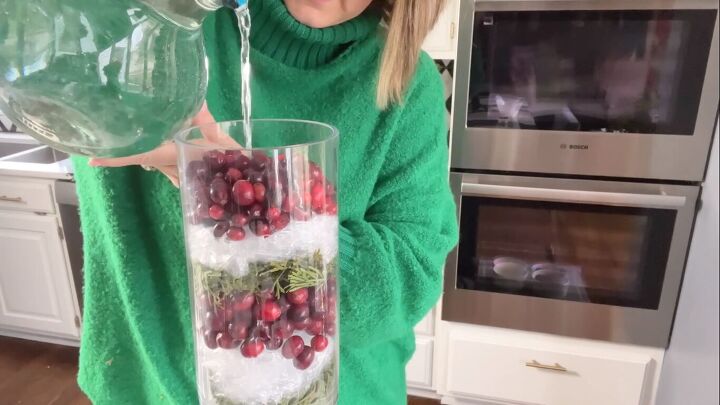 Pouring water into the container