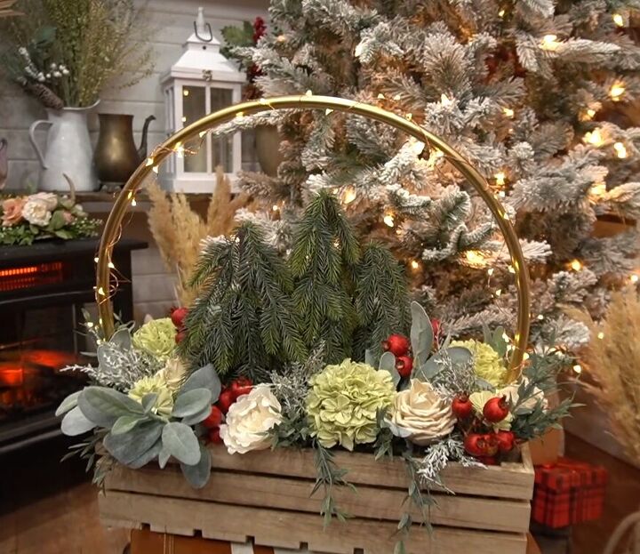 Elegant DIY Christmas centerpiece with a hula hoop