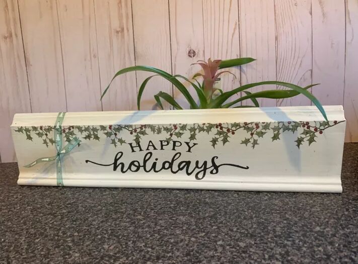 DIY holiday centerpiece made from baseboard molding