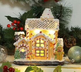 las mejores casitas de jengibre navideas diy, Casa de pan de jengibre de resina iluminada