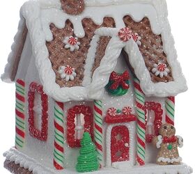 las mejores casitas de jengibre navideas diy, Ornamentos de la aldea de la casa del pan de jengibre de la arcilla