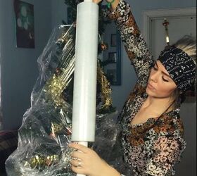 Storing a Christmas tree in plastic wrap
