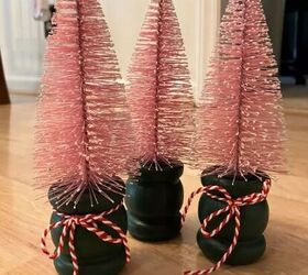Antique Farmhouse Potted Holly Berry Bottle Brush Tree Set of 3