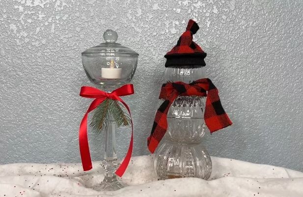 Glass bowl snowmen