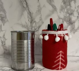 cmo hacer un porta latas de fieltro de rbol de navidad diy