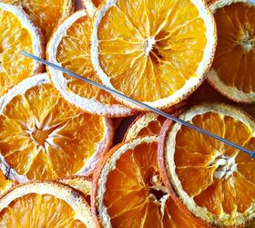 guirnalda de ans estrellado con rodajas de naranja, rodajas aguja de coser